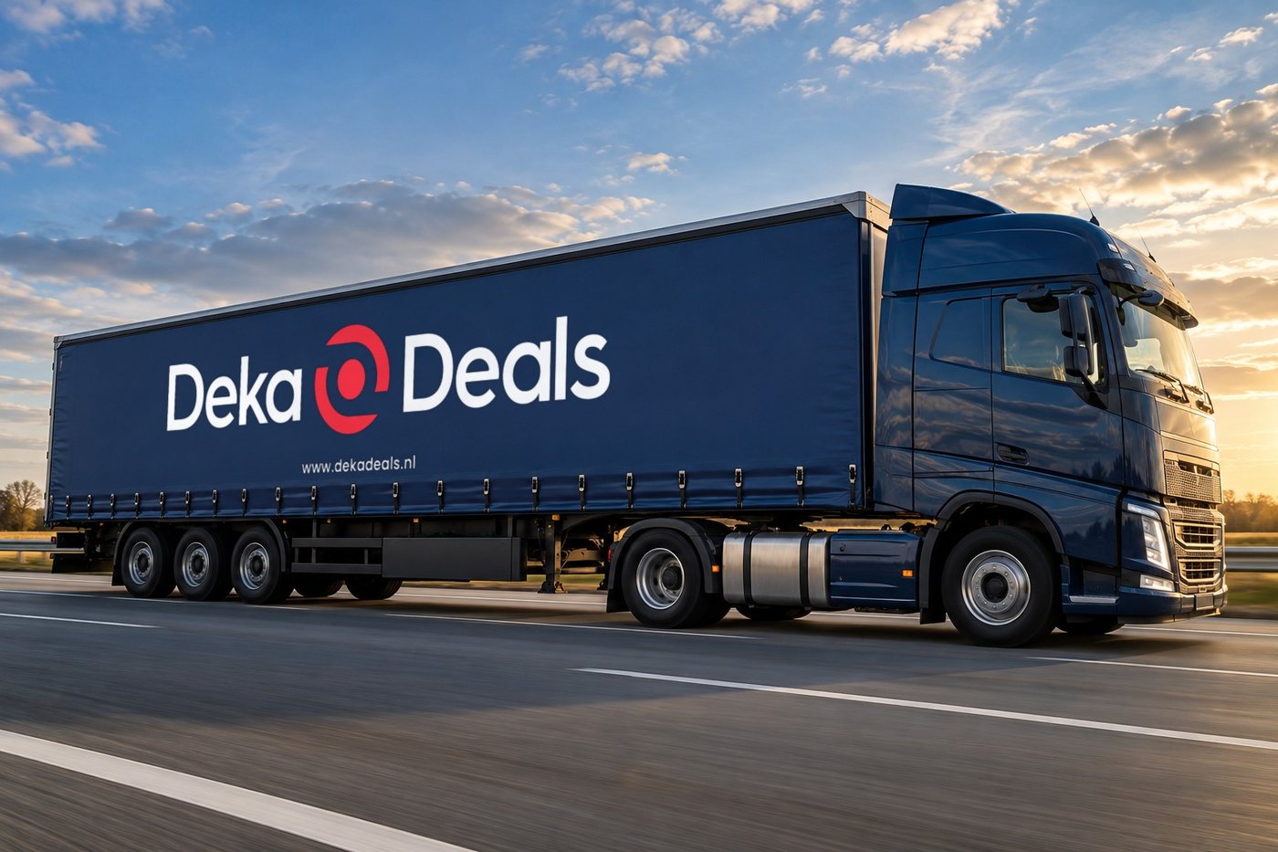 Vrachtwagen van Deka Deals bij het warehouse